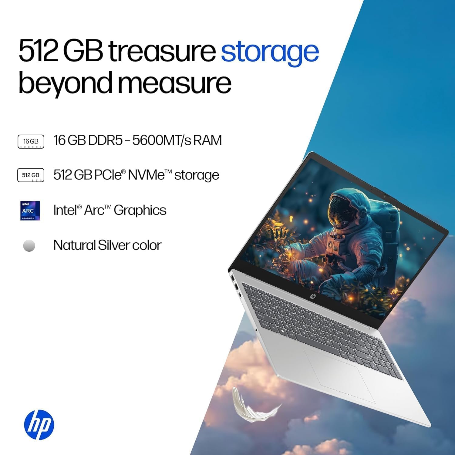 1791004664_538_HP-14-Laptop-Intel-Core-Ultra-7-155H-16GB-DDR5 HP 14 Laptop, Intel Core Ultra 7 155H (16GB DDR5, 512GB SSD) FHD, Anti-Glare, Micro-Edge, 14''/35.6cm, Win11, M365 Basic(1yr)* Office24, Silver, 1.4kg, EP1151TU, Backlit, HD Camera w/Shutter