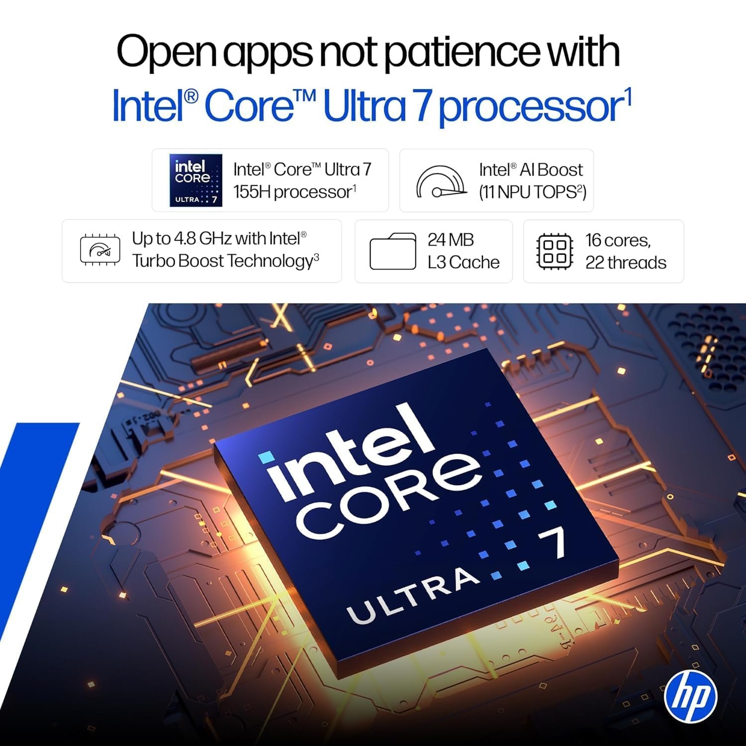 1791004664_773_HP-14-Laptop-Intel-Core-Ultra-7-155H-16GB-DDR5 HP 14 Laptop, Intel Core Ultra 7 155H (16GB DDR5, 512GB SSD) FHD, Anti-Glare, Micro-Edge, 14''/35.6cm, Win11, M365 Basic(1yr)* Office24, Silver, 1.4kg, EP1151TU, Backlit, HD Camera w/Shutter