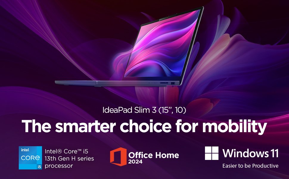 1791082213_892_Lenovo-IdeaPad-Slim-3-13th-Gen-Intel-Core-i5-13420H Lenovo IdeaPad Slim 3, 13th Gen Intel Core i5 13420H, 24GB RAM, 1TB SSD, WUXGA IPS, 15.3"/38.8cm, Windows 11, Office 2024, Grey, 1.6Kg, 83K100PLIN, Backlit Keyboard, 1Yr ADP Free, 83K1010FIN, Laptop