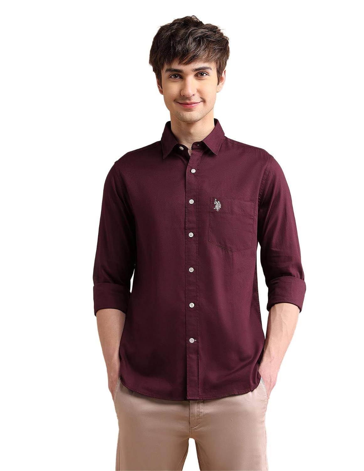 U.S. Polo ASSN. Regular Fit Cotton Shirt for Men | Spread Collar, Long Sleeves with Two Chest Patch Pockets Shirts for Men U.S. Polo ASSN. Regular Fit Cotton Shirt for Men | Spread Collar, Long Sleeves with Two Chest Patch Pockets Shirts for Men