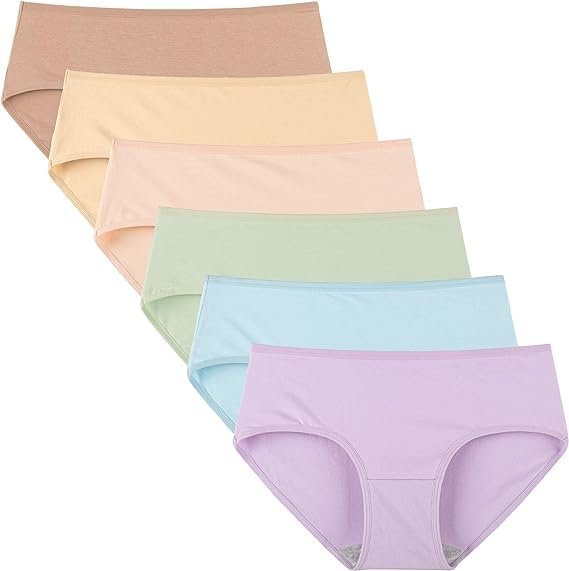 LOURYN KOULYN® Womens Underwear Cotton Hipster Panties Briefs Regular & Plus Size 6-Pack