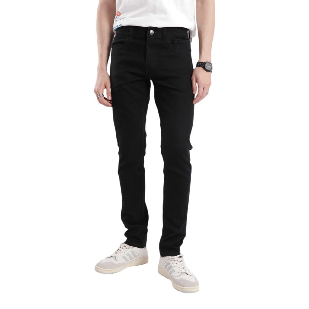 WROGN Men’s Cotton Blend Jeans | Solid | Slim Fit