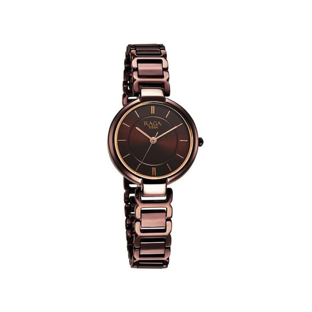 Titan Raga Delight Quartz Analog Brown Dial Brown Metal Strap Watch for Women – NT2608QM02
