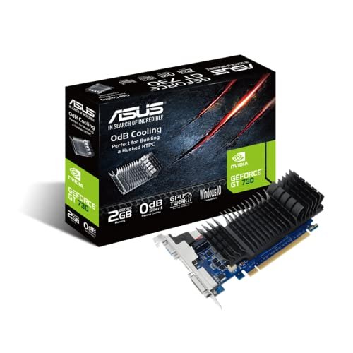 ASUS GT730-SL-2GD5-BRK GeForce GT 730 2GB GDDR5 Low Profile Graphics Card for Silent HTPC Build with I/O Port Brackets