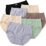 LOURYN KOULYN® Women’s High-Waist Lace Trim Panty Set (Pack of 3) Soft Cotton Blend Briefs with Bow Detail –Breathable & Comfortable Underwear for Women (Malticolour)