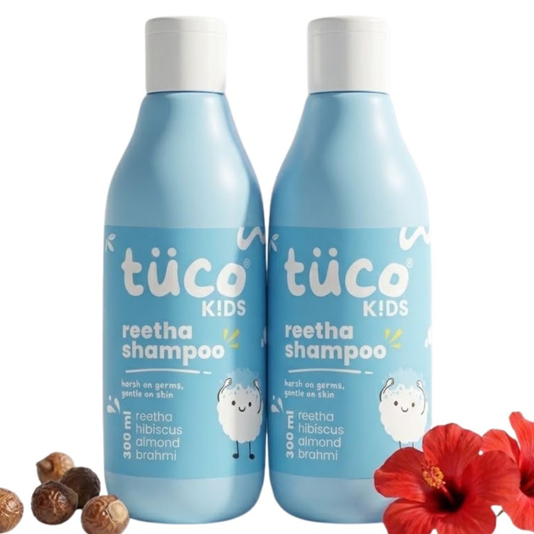 Tuco Kids Shampoo for Kids 5-10yrs, WIth Reetha, Almond & Hibiscus, 300mlX2