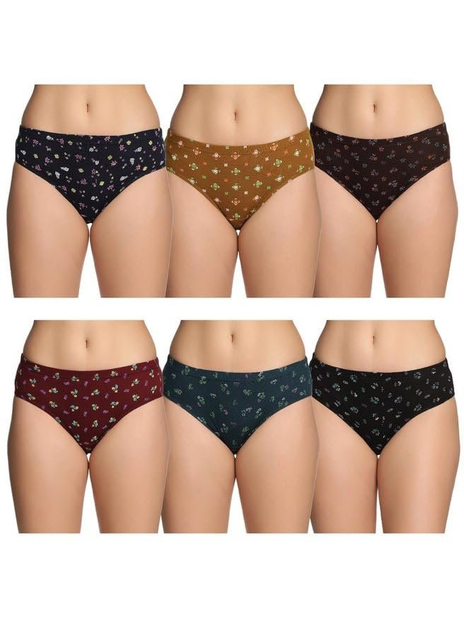 Lux Karishma Women’s 100% Pure Cotton Panty – Soft, Comfortable, and Skin-Friendly(Pack of 6)(Color&Print May Vary)