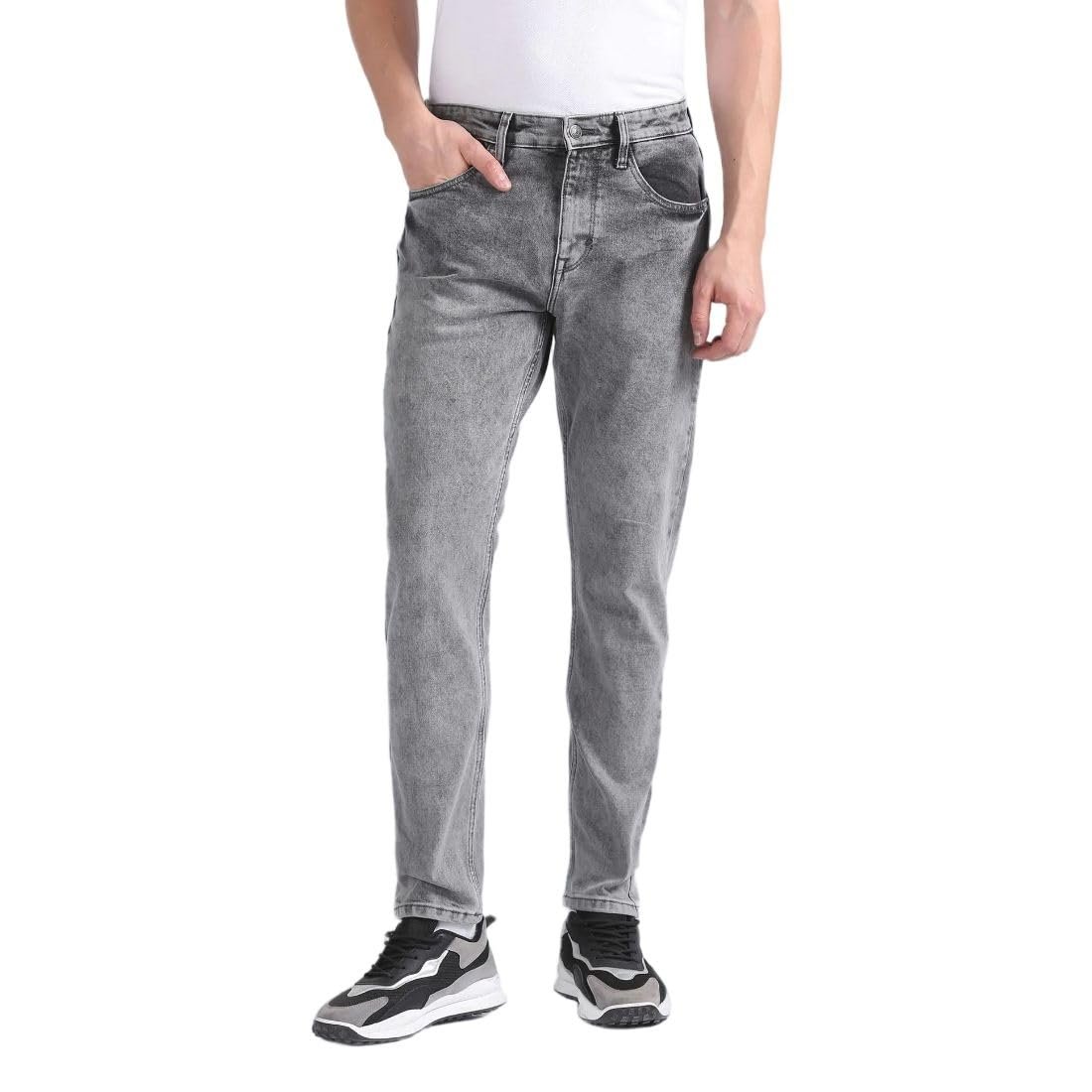 Flying Machine Men’s Slim Tapered Fit Jeans| Solid | Mid Rise | Jeans for Man