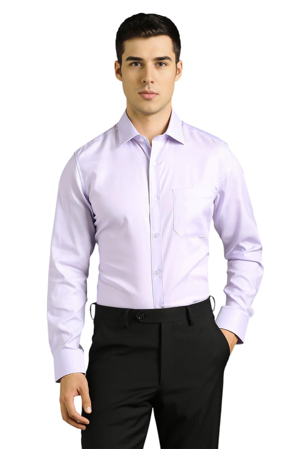Louis Philippe Men’s Regular Fit Easy to Iron Everyday wear Premium Cotton Full Sleeve Solid Formal Shirt