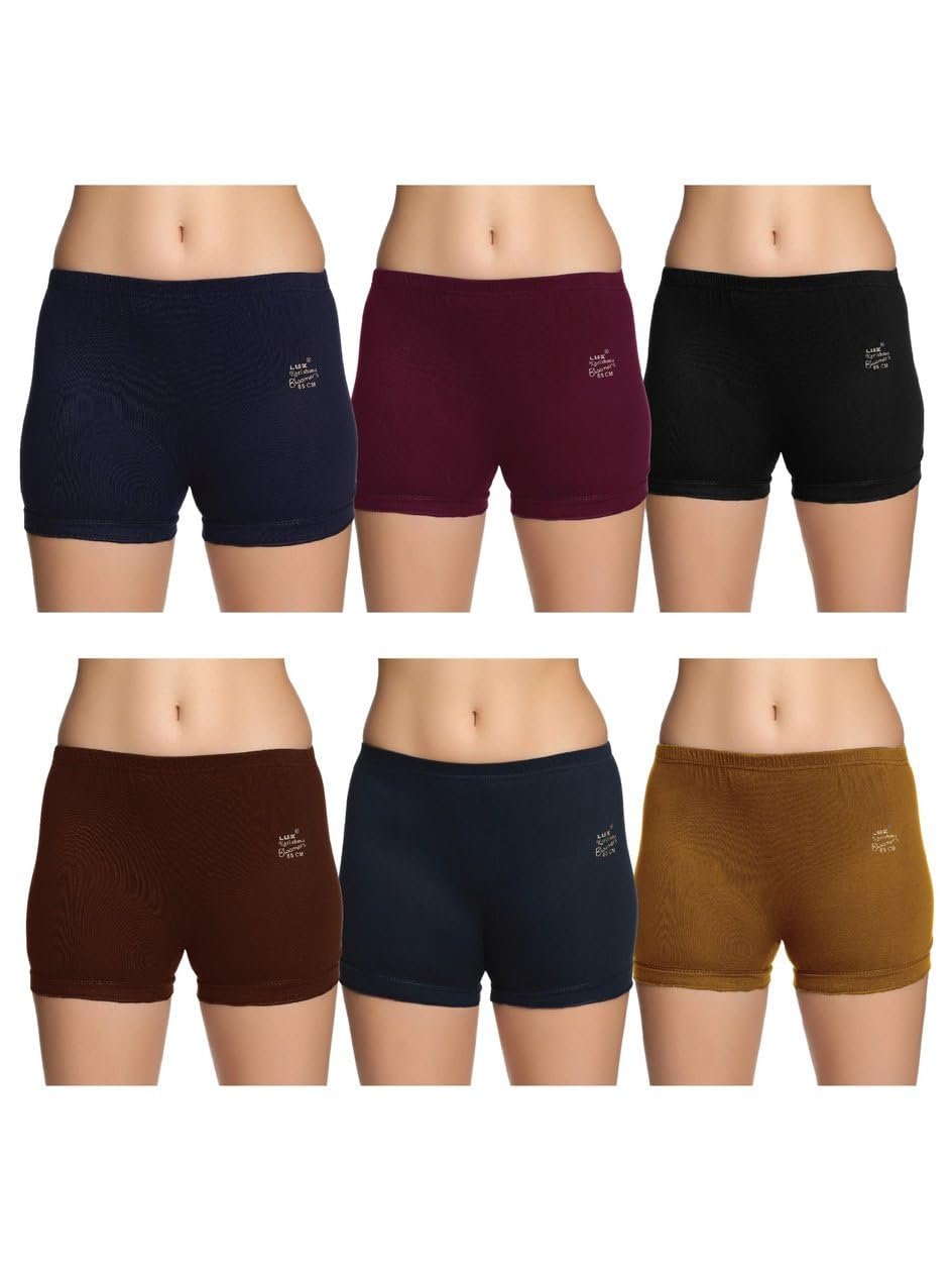 Lux Karishma Bloomer Women’s 100% Pure Cotton Bloomer – Soft, Comfortable, and Skin-Friendly(Pack of 6)(Color mayvary)