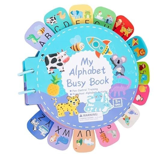 SHNMN My Alphabet Busy Book for Kids Ages 3+, Montessori Preschool Learning Activity Book, Reusable Hook & Loop Alphabet Cards, ABC Learning Book, … & Girls (Scratch Note Colorful Scratch Note)