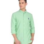 U.S. Polo Assn. Solid Cotton Shirt for Men | Tailored Fit, Button-Down Collar, Long Sleeves with Rounded Cuffs Casual Shirt for Men