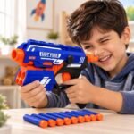Storio Blaze Storm Hot Fire Soft Bullet Gun Toy With 10 Safe Soft Foam Bullets, Fun Target Shooting Battle Fight Game For Kids Boys (Blaze Storm- Hot Fire),Multicolor