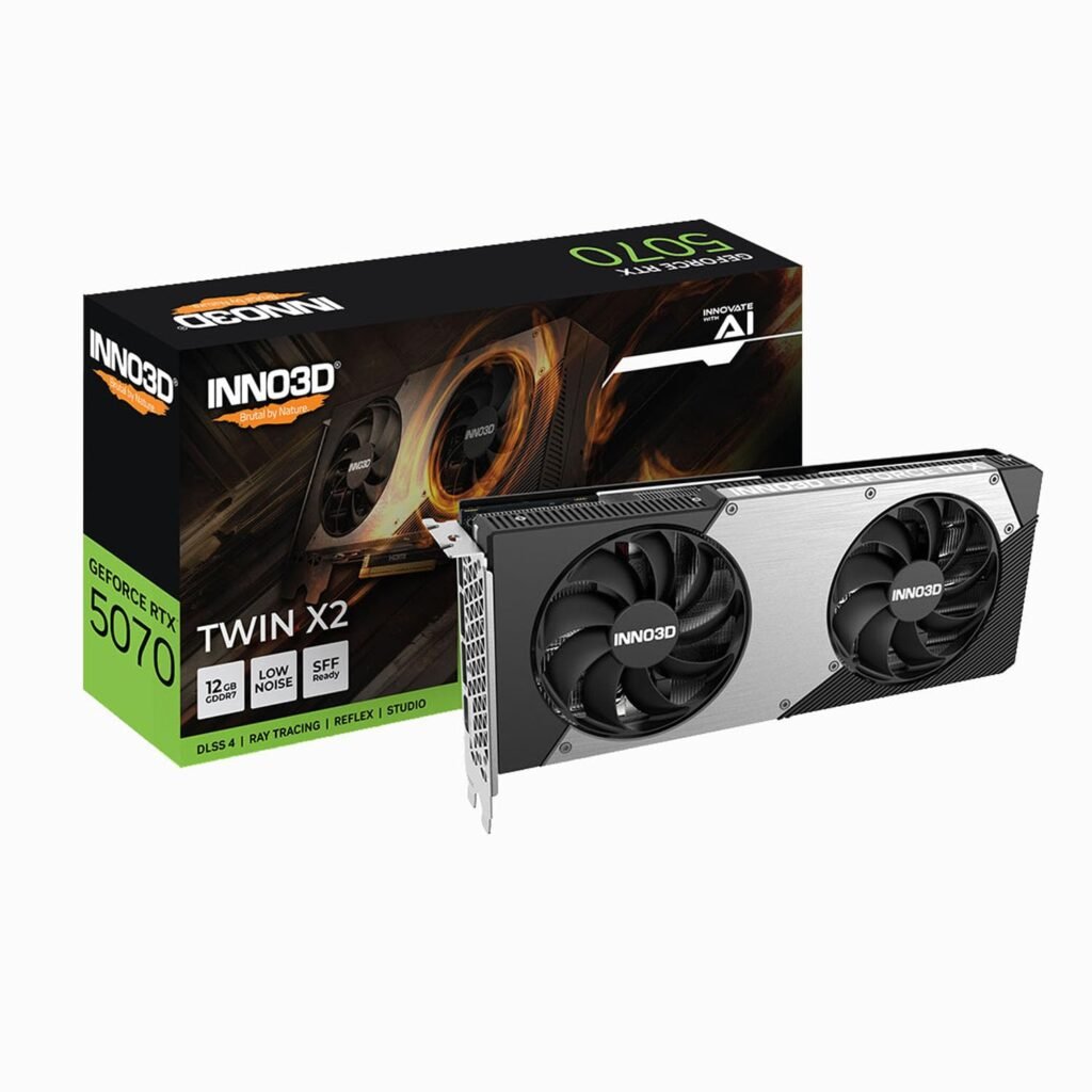INNO3D NVIDIA Geforce Pci_E RTX 5070 Twin X2 12GB GDDR7 192-Bit PCI Express Gen 5 Gaming Graphics Card – N50702-12D7-195064N INNO3D NVIDIA Geforce Pci_E RTX 5070 Twin X2 12GB GDDR7 192-Bit PCI Express Gen 5 Gaming Graphics Card – N50702-12D7-195064N