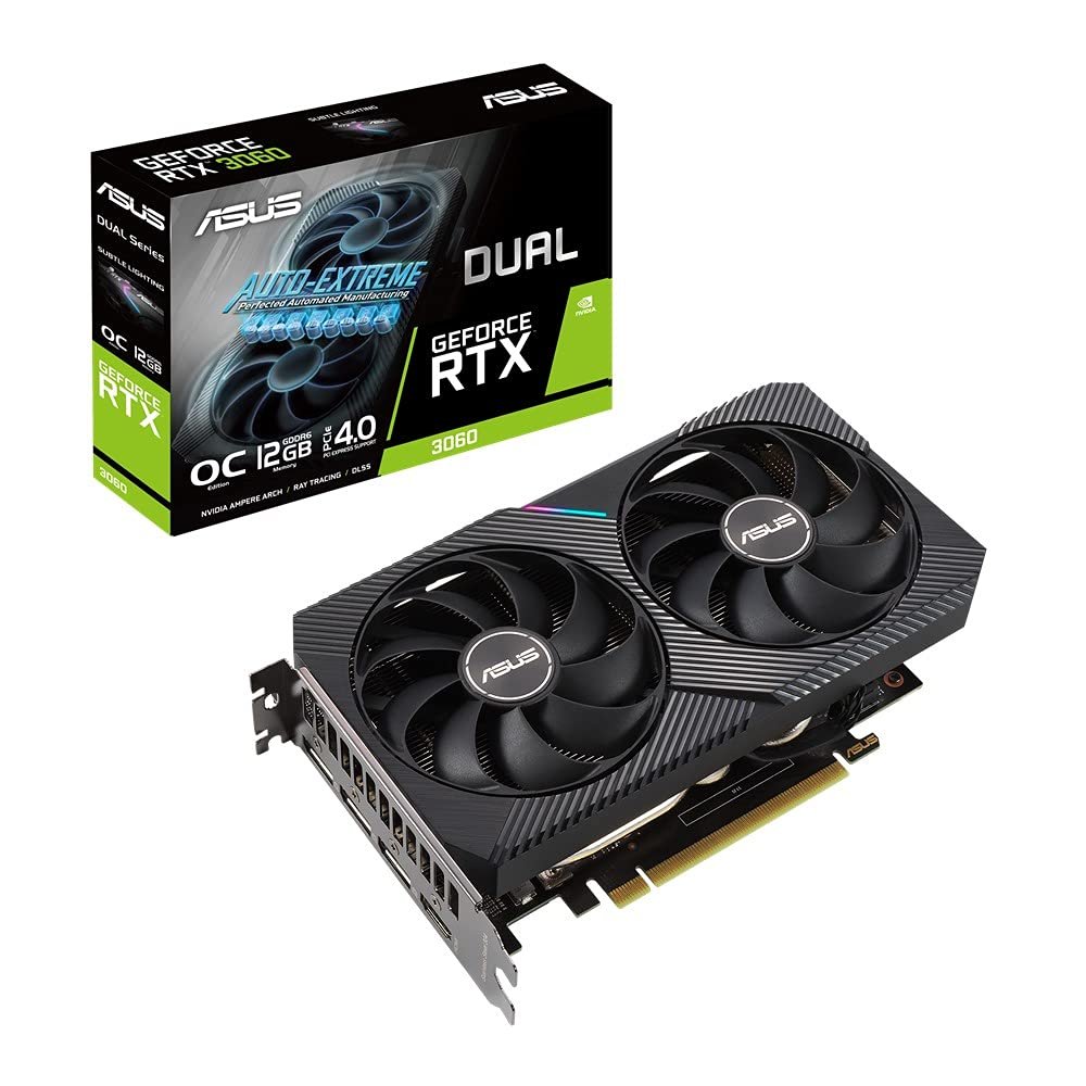 ASUS Tek NVIDIA RTX3060 Axial-Tech Fan and 2-Slot Design DUAL-RTX3060-O12G-V2