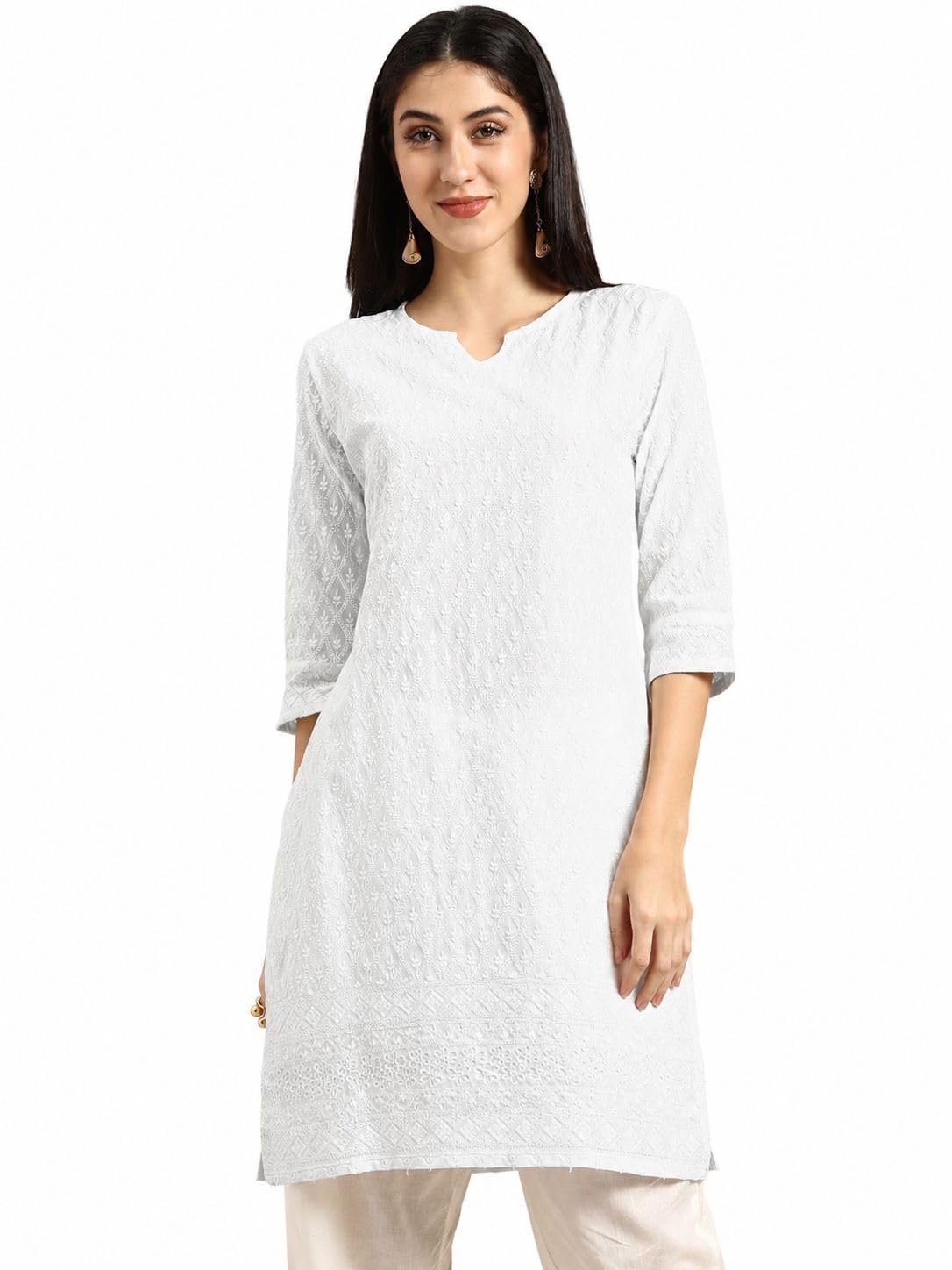 Amazon Brand – Tavasya Women Cotton Solid Straight Fit Kurta