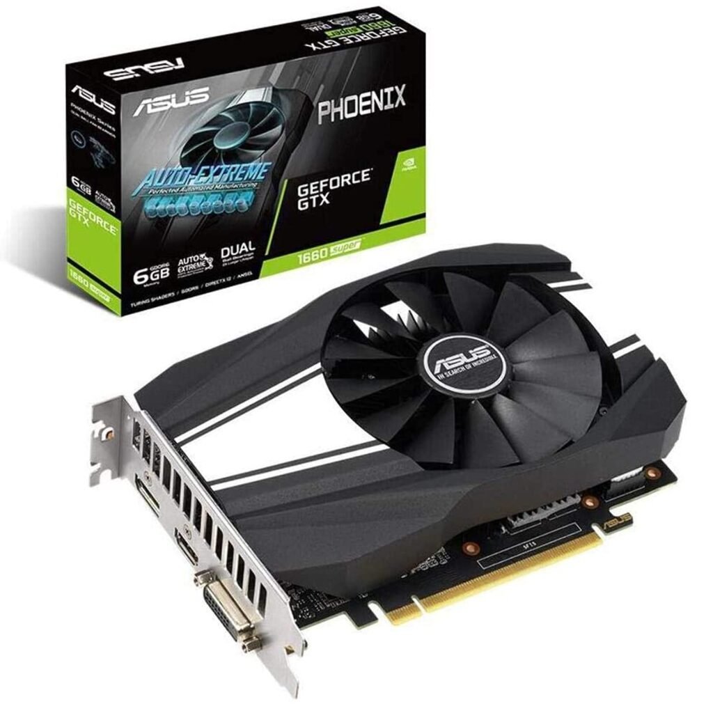 ASUS GeForce GTX 1660 Super Overclocked 6GB Phoenix Fan Edition HDMI DP DVI Graphics Card (PH-GTX1660S-O6G) ASUS GeForce GTX 1660 Super Overclocked 6GB Phoenix Fan Edition HDMI DP DVI Graphics Card (PH-GTX1660S-O6G)