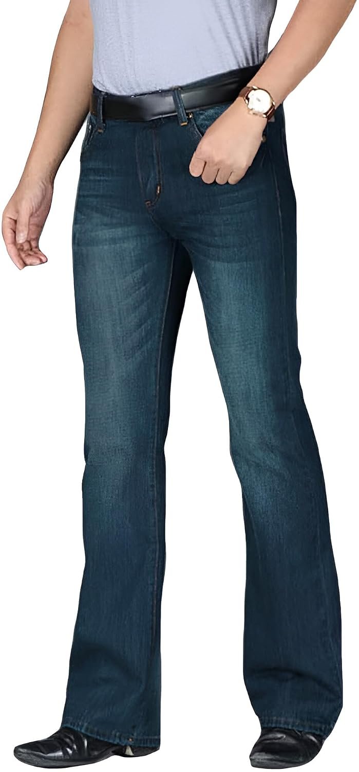 Ben Martin Men’s Bell Bottom Jeans || Bootcut Denim Pants || Wide Leg Flared Jeans for Men || High Waist Stretchable Retro Fit || Cotton Jeans for College Casual (0)
