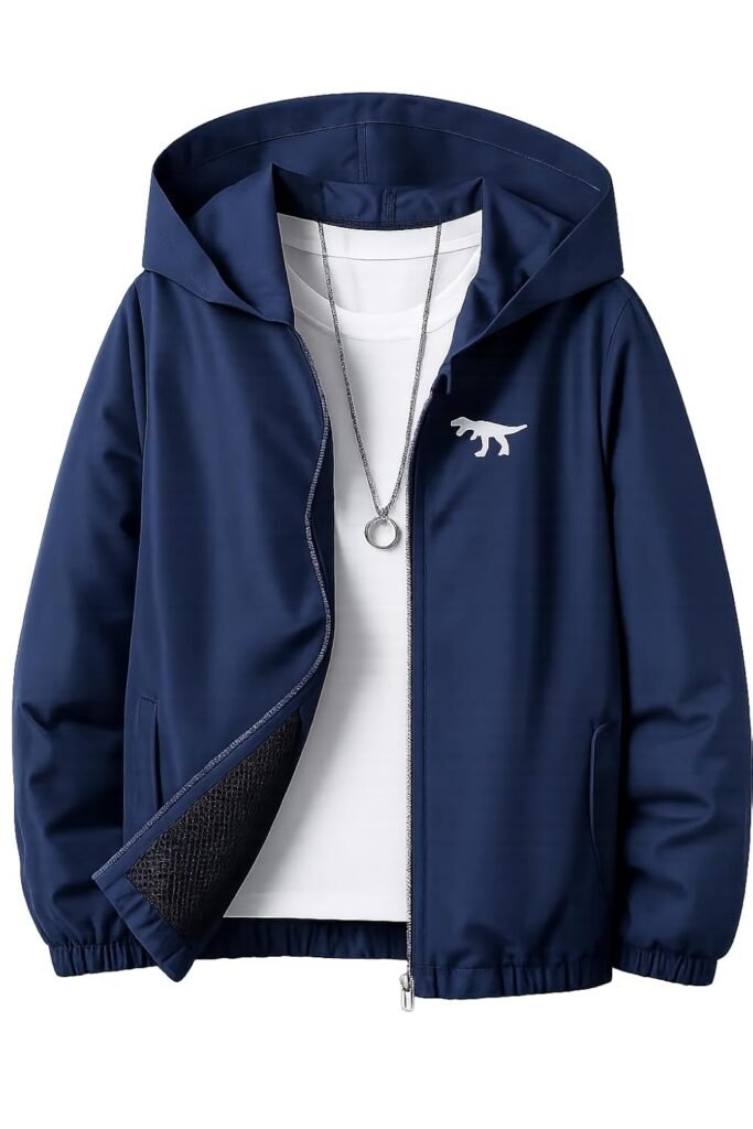 TAGAS Boys Hooded Jacket | Full Sleeve Front Zip Lightweight Casual Jacket with Pockets | Stylish Outdoor Wear for Kids & Teen Boys| Kids Boys & Girls Unisex Warm Full Sleeves Jacket