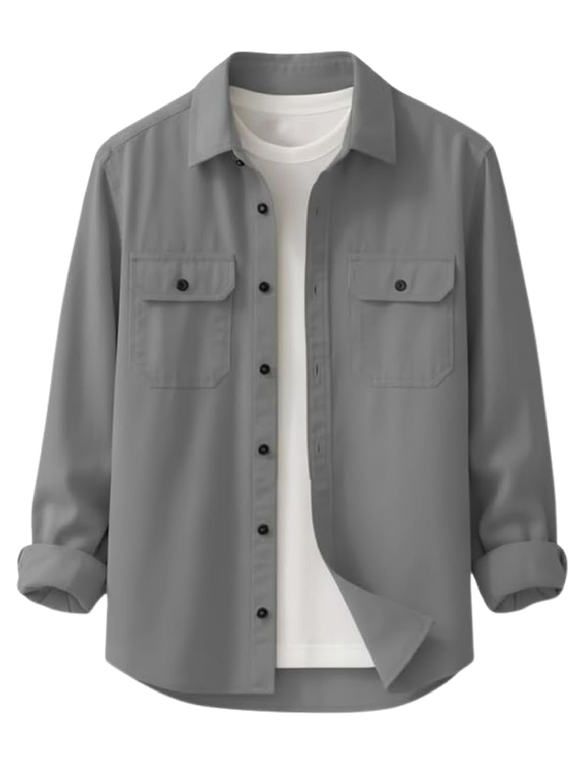 DEELMO Men’s Stylish Cotton Blend Casual Shirt || Full Sleeve Button-Down Shirt with Dual Flap Pockets || Comfortable Breathable Fabric || Perfect for Casual Office and Outing Wear