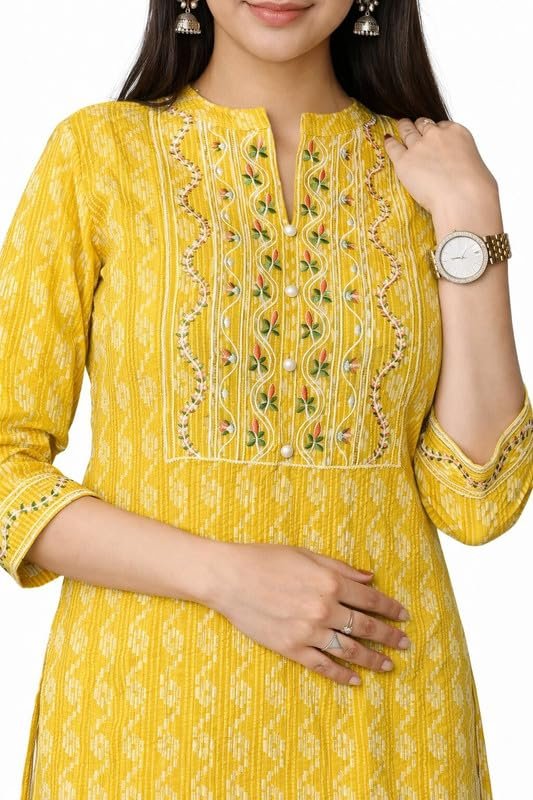Stylish Women Straight Fit Kurti with Traditional Modern Fusion Design for Everyday Fashion Appeal