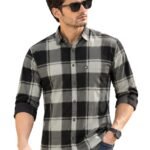 Majestic Man Stylish Slim Fit Cotton Spread Collar Checked Casual Shirt