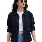 Urbano Fashion Women’s Relaxed Fit Full Sleeve Utility Denim Jacket