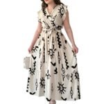 KZULLY | Dress for Women Western Maxi Style, Ethnic Look Outfit for Women, A Line Flared Pattern, Indo Western Dresses, One Piece Long Gown