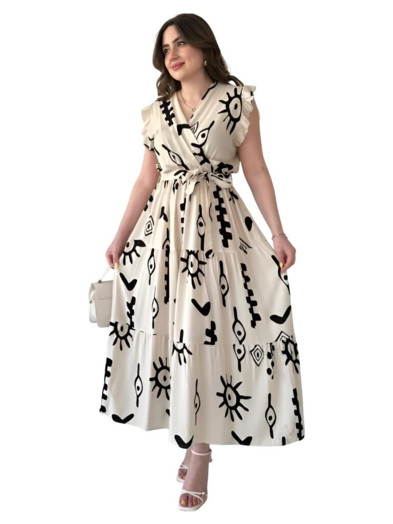 KZULLY | Dress for Women Western Maxi Style, Ethnic Look Outfit for Women, A Line Flared Pattern, Indo Western Dresses, One Piece Long Gown