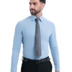 Workday Shirt with Tie Collar for Men |Long Sleeve| Regular Fit| Superior Stretch| Wrinkle Free| Shape Retention| Detachable Collar Bone| Anti-Viral Finish| UPF 50+