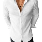 Men’s Casual Button Down Shirts Long Sleeve Linen Shirt Fashion Textured Beach Summer Shirts| Men Stylish Shirt | Men Fancy
