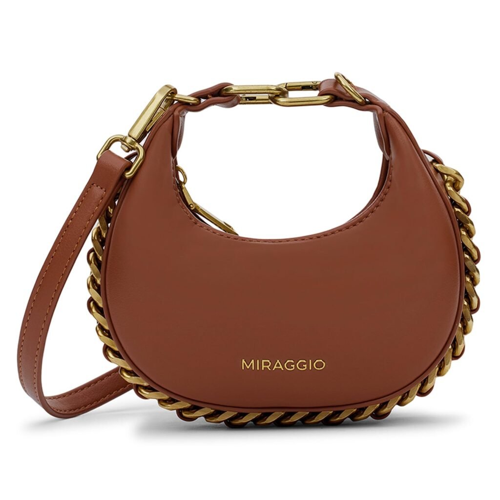 Miraggio Eve Mini Bag With Adjustable & Detachable Crossbody Sling Strap | Top Handle Half Moon Bag | Gift For Women