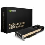 NVIDIA RTX PRO 4500 Blackwell, RTX-PRO-4500-BWL, 32GB GDDR7 ECC, 1,617 AI Tops, 10,496 CUDA Cores, AI, 3D Rendering, CAD, Engineering, 200W, PCIe 5.0, 4X DisplayPort 2.1b, 3-Year Warranty