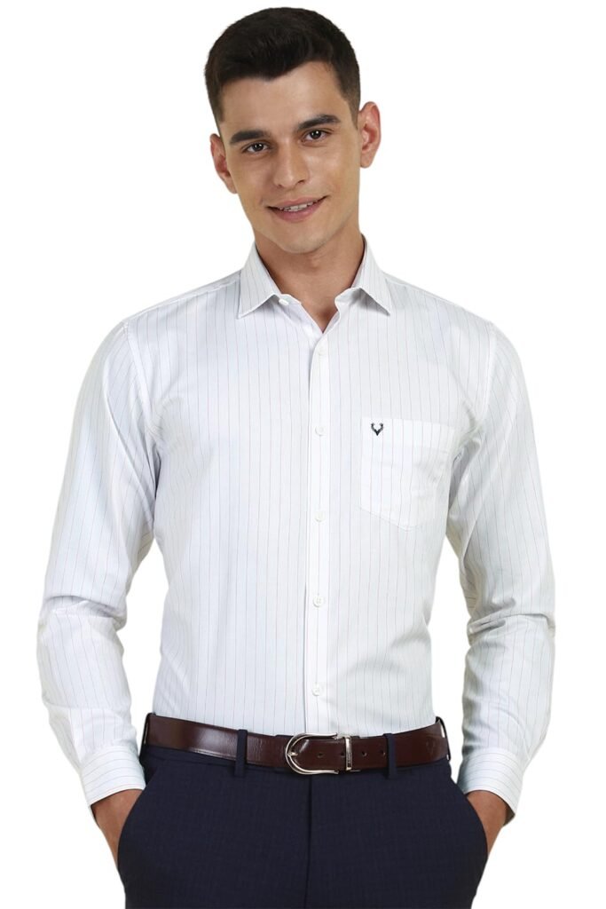 Allen Solly Men’s Striped Cotton Blend Formal Shirt | Classic Fit | Crisp Tailored Look | Office, Business & Workwear Allen Solly Men’s Striped Cotton Blend Formal Shirt | Classic Fit | Crisp Tailored Look | Office, Business & Workwear
