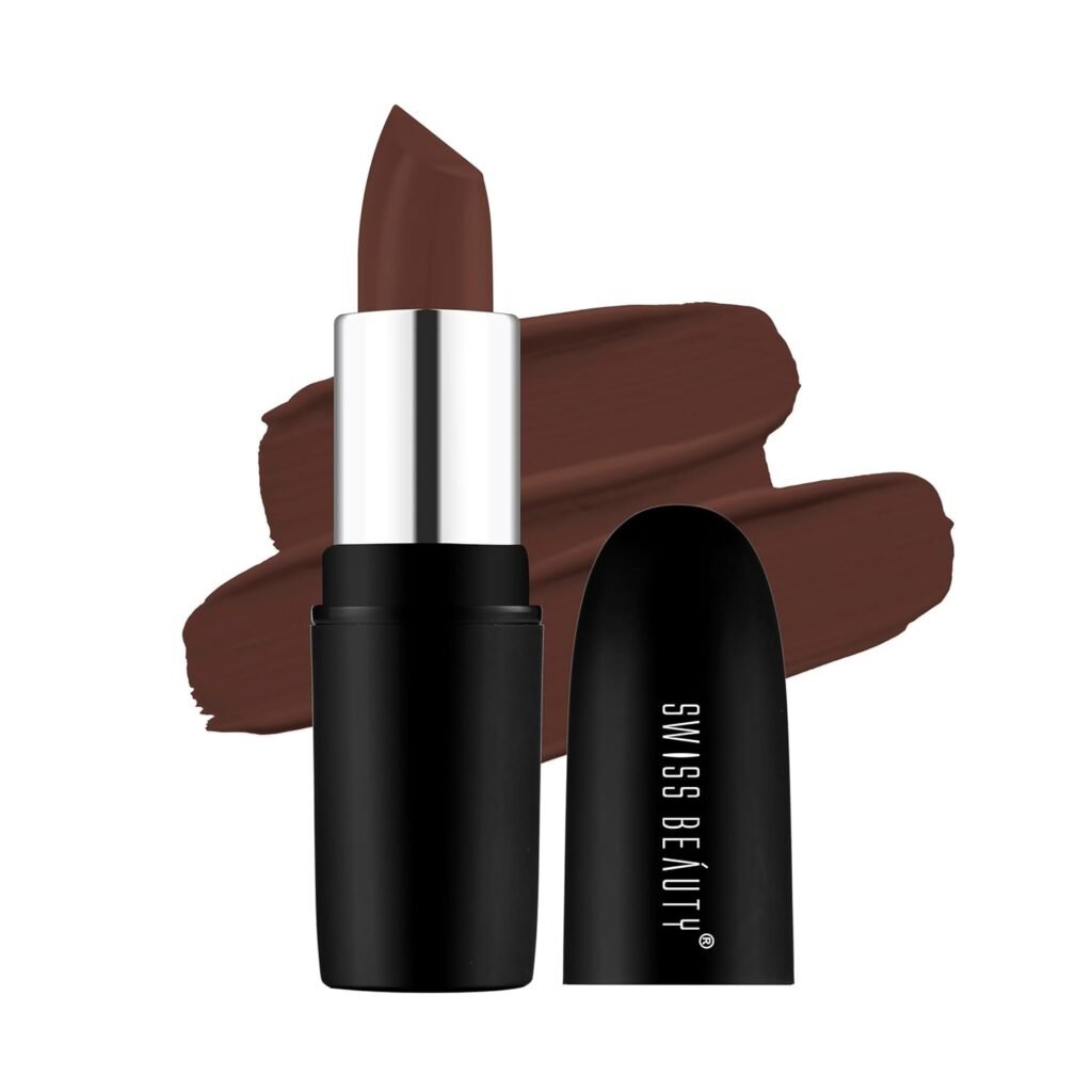 Swiss Beauty Pure Matte Creamy Lipstick | Non-drying, Highly pigmented Lipstick | Shade- Coffee, 3.8gm|