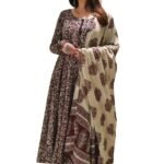 Nermosa Women Printed Anarkali Kurta and Pant Set with Dupatta | Printed Kurta Set | Women Kurta Sets |