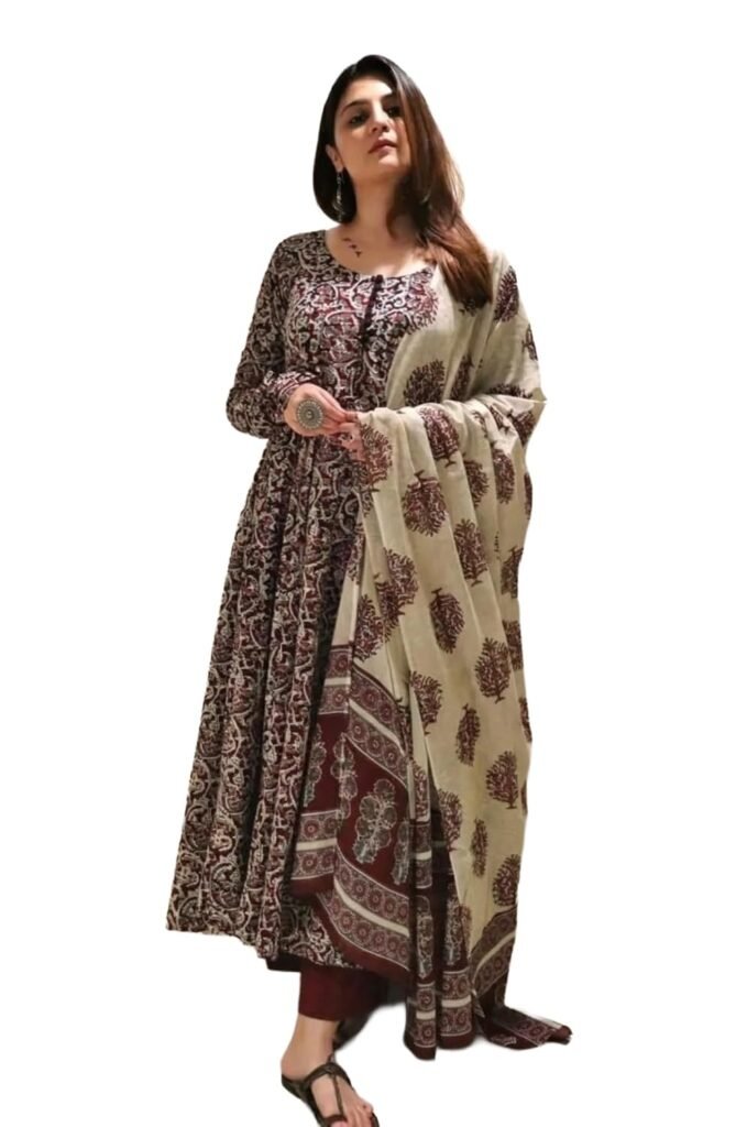 Nermosa Women Printed Anarkali Kurta and Pant Set with Dupatta | Printed Kurta Set | Women Kurta Sets | Nermosa Women Printed Anarkali Kurta and Pant Set with Dupatta | Printed Kurta Set | Women Kurta Sets |