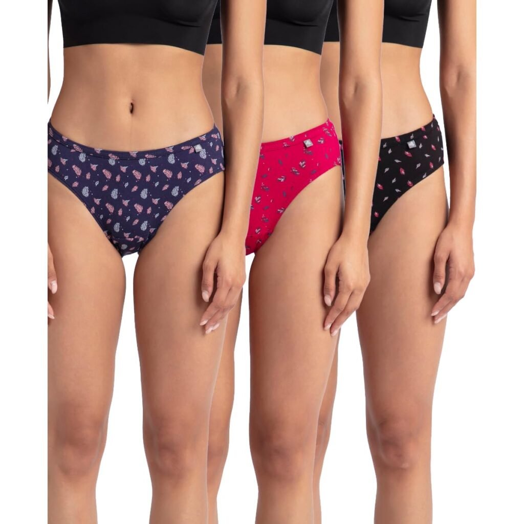 Jockey 1410 Women Combed Cotton Bikini(Pack of 3, Colors & Prints May Vary)