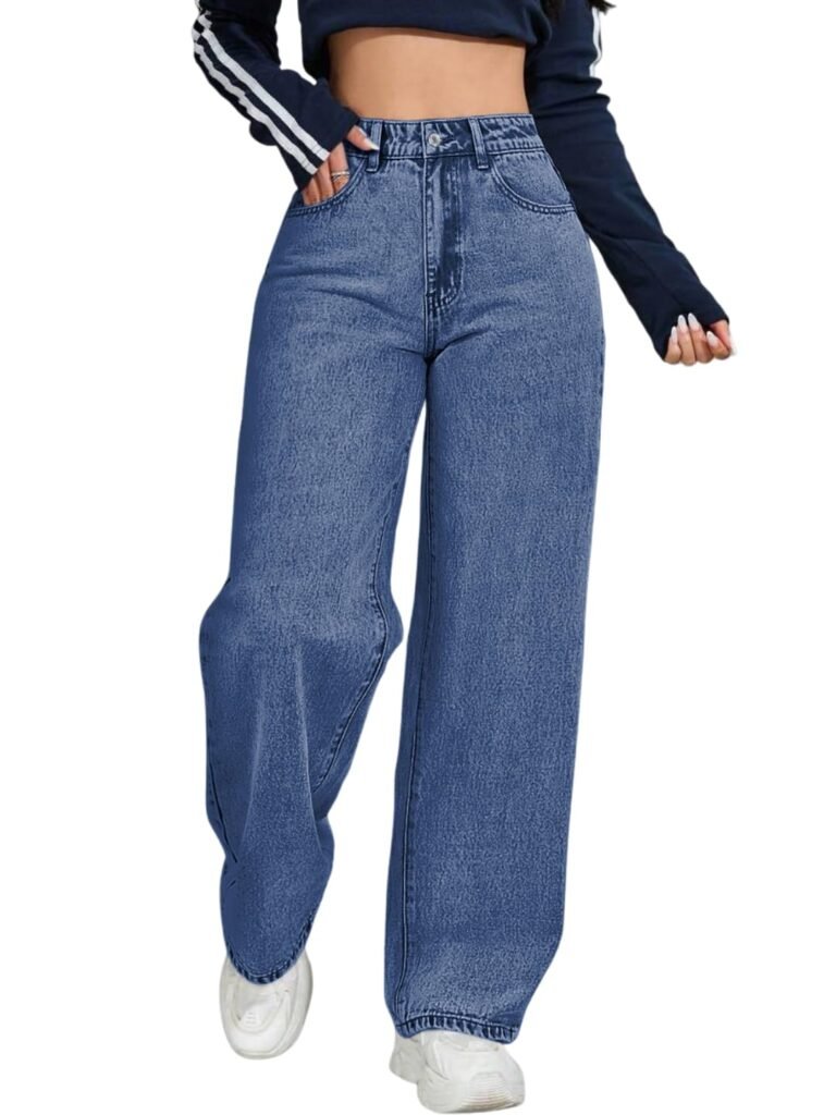 Celary Women High Waisted Wide Leg Jeans||Stretch Denim Palazzo Pants||Casual Loose Fit Straight Jeans for Women & Girls Celary Women High Waisted Wide Leg Jeans||Stretch Denim Palazzo Pants||Casual Loose Fit Straight Jeans for Women & Girls