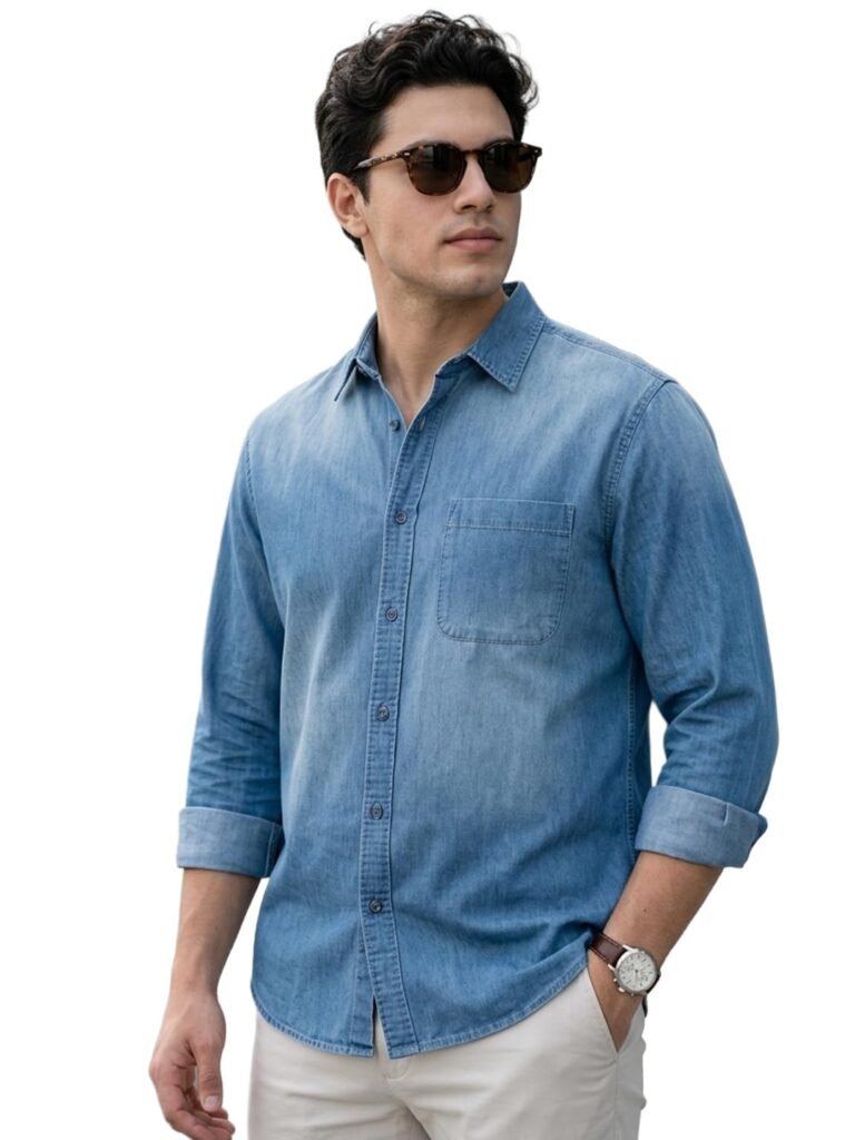 Urbano Fashion Men’s Full Sleeve Regular Fit Casual Denim Shirt
