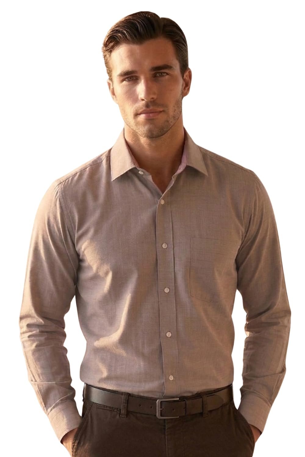 Louis Philippe Men’s Polyester Blend Slim Fit Look All Day Comfort with Stretch Full Sleeve Solid Fashion Formal Shirt