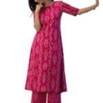 ANNI Designer Co Ord Set for Women Viscose Printed | A Line Kurta Palazzo Set for Woman | Round Neck Elbow Sleeve Ethnic Dress Stylish Coord Outfit Trendy Womens Clothing
