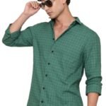 Men’s Regular Fit Self Design Cotton Linen Shirt Full_Sleeve
