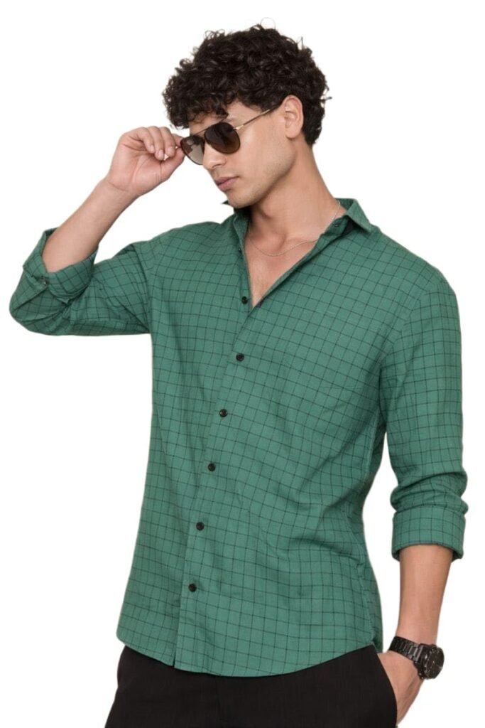 Men’s Regular Fit Self Design Cotton Linen Shirt Full_Sleeve