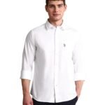 U.S. Polo ASSN. Solid Tailored Fit Shirt for Men – 100% Cotton, Breathable & Comfortable, Full Sleeves Casual Shirt for Men