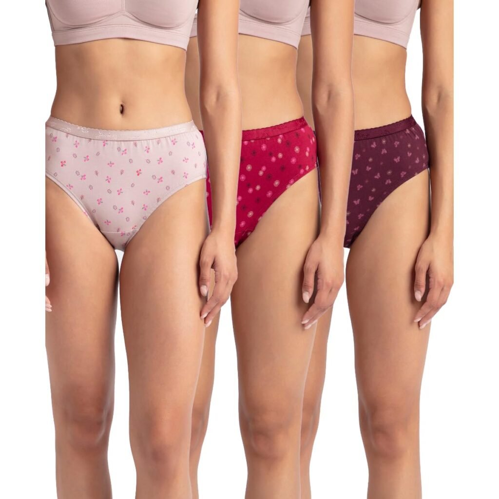 Jockey 1523 Women’s High Coverage Super Combed Cotton Mid Waist Hipster with Ultrasoft Exposed Waistband and StayFresh Treatment (Pack of 3_Colors & Prints May Vary) Jockey 1523 Women’s High Coverage Super Combed Cotton Mid Waist Hipster with Ultrasoft Exposed Waistband and StayFresh Treatment (Pack of 3_Colors & Prints May Vary)