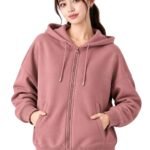 ADBUCKS Women’s Oversized Winter Jacket Sweatshirts Casual Drawstring Clothes Zip Up Hoodie with Front Pocket Ii Womens Hoodies Ii