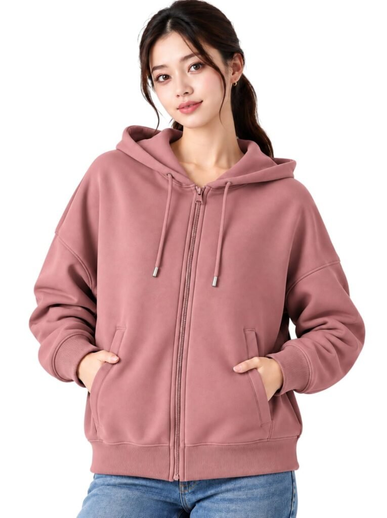 ADBUCKS Women’s Oversized Winter Jacket Sweatshirts Casual Drawstring Clothes Zip Up Hoodie with Front Pocket Ii Womens Hoodies Ii