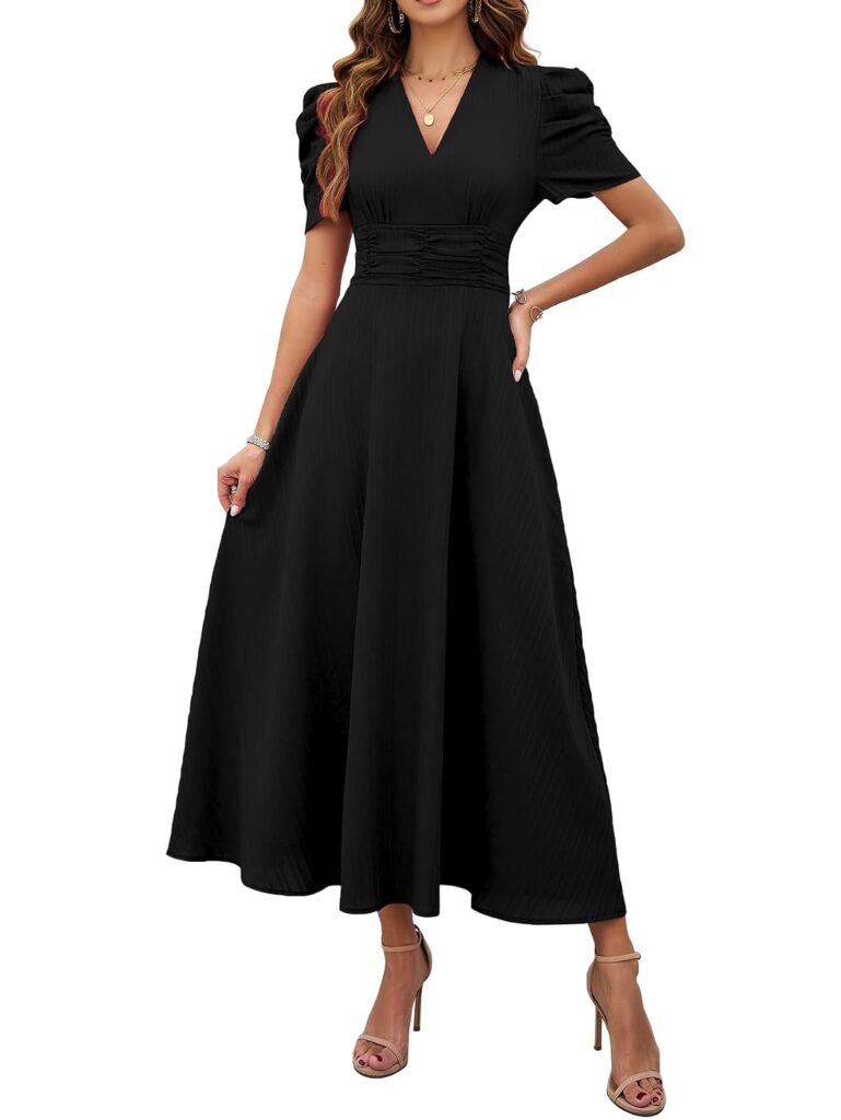 Shasmi Girl’s & Women’s Solid Color V-Neck A-Line Maxi Dress for Women | New Year Party Outfit | Waist Cinched Puff Sleeve Western | Elegant Casual Wear (Dress 246) Shasmi Girl’s & Women’s Solid Color V-Neck A-Line Maxi Dress for Women | New Year Party Outfit | Waist Cinched Puff Sleeve Western | Elegant Casual Wear (Dress 246)