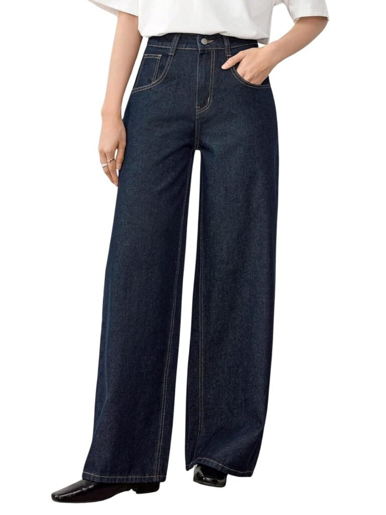 GRECIILOOKS Denim Jeans for Women High Rise Waist | Relaxed Baggy Jeans for Woman Bootcut Wide Leg | Casual Loose Fit Denim Jean with Secure Zip & Button Closure | Stylish Everyday Wear Pant GRECIILOOKS Denim Jeans for Women High Rise Waist | Relaxed Baggy Jeans for Woman Bootcut Wide Leg | Casual Loose Fit Denim Jean with Secure Zip & Button Closure | Stylish Everyday Wear Pant